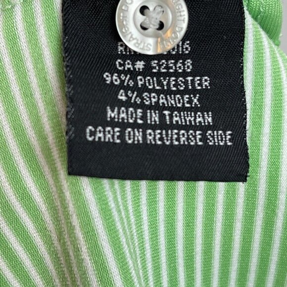 Straight Down Polo Shirt Green Stripped Mens Size Large Thousand Oaks - Picture 9 of 10